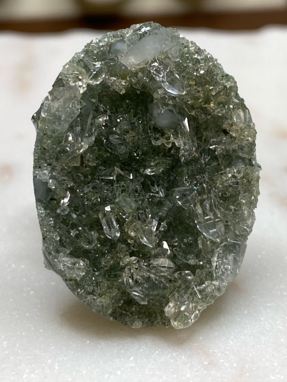 Apophyllite Druzy Ring • Raw Crystal Cluster • Adjustable Silver Statement Ring